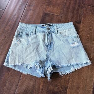 Rewash Shorts Size 5 / 27 The Riley Striped High Rise Jean Denim Cutoff Distress